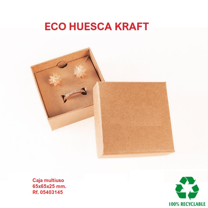 Caja Eco Huesca Kraft multiuso 65x65x25 mm.
